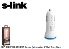 S-LINK SLP-120 ARAÇ ŞARJ CİHAZI PRO 3100MA ÇAKMAKTAN 2SB ARAÇ ŞARJI BEYAZ
