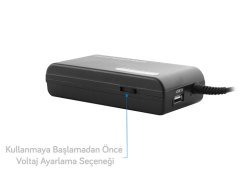 S-LINK SL-131W NOTEBOOK ADAPTÖR 100W AC 100-240V DC 12-24V UNIVERSAL LAPTOP VE ARAÇ İÇİ ADAPTÖRÜ