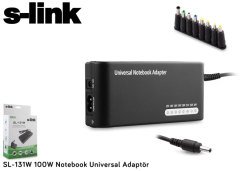 S-LINK SL-131W NOTEBOOK ADAPTÖR 100W AC 100-240V DC 12-24V UNIVERSAL LAPTOP VE ARAÇ İÇİ ADAPTÖRÜ