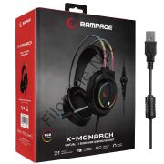 RAMPAGE RM-K17 X-MONARCH SİYAH USB 7.1 RGB HEADBAND GAMING MİKROFONLU OYUNCU KULAKLIĞI