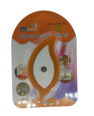 GECE LAMBASI MERCEKLİ  FOTESELLİ YAPRAK SENSÖRLÜ GECE LAMBASI TURUNCU GECE LAMBASI ALİTECH-6