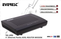 EVEREST SG-1400 MODEM 10/100 ETHERNET 4 PORT BRIDGE UYUMLU ADSL 2/2+ MODEM