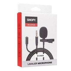 SNOPY SN-MTK25 YAKA MİKROFONU 3.5MM AUX  JACK 1.5 METRE KABLO YOUTUBER YAKA MİKROFONU