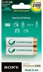 SONY PİL ŞARJ EDİLEBİLİR PİL 2'Lİ  1.2V 2100MAH AA ŞARJ EDİLEBİLİR PİL SONY NH-AA-B2K