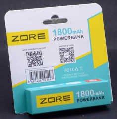 ZORE ZR-123 POWERBANK 1800 MAH 5V AKIM ÖZELLİĞİ USB KABLO HEDİYELİ TAŞINABİLİR POWERBANK