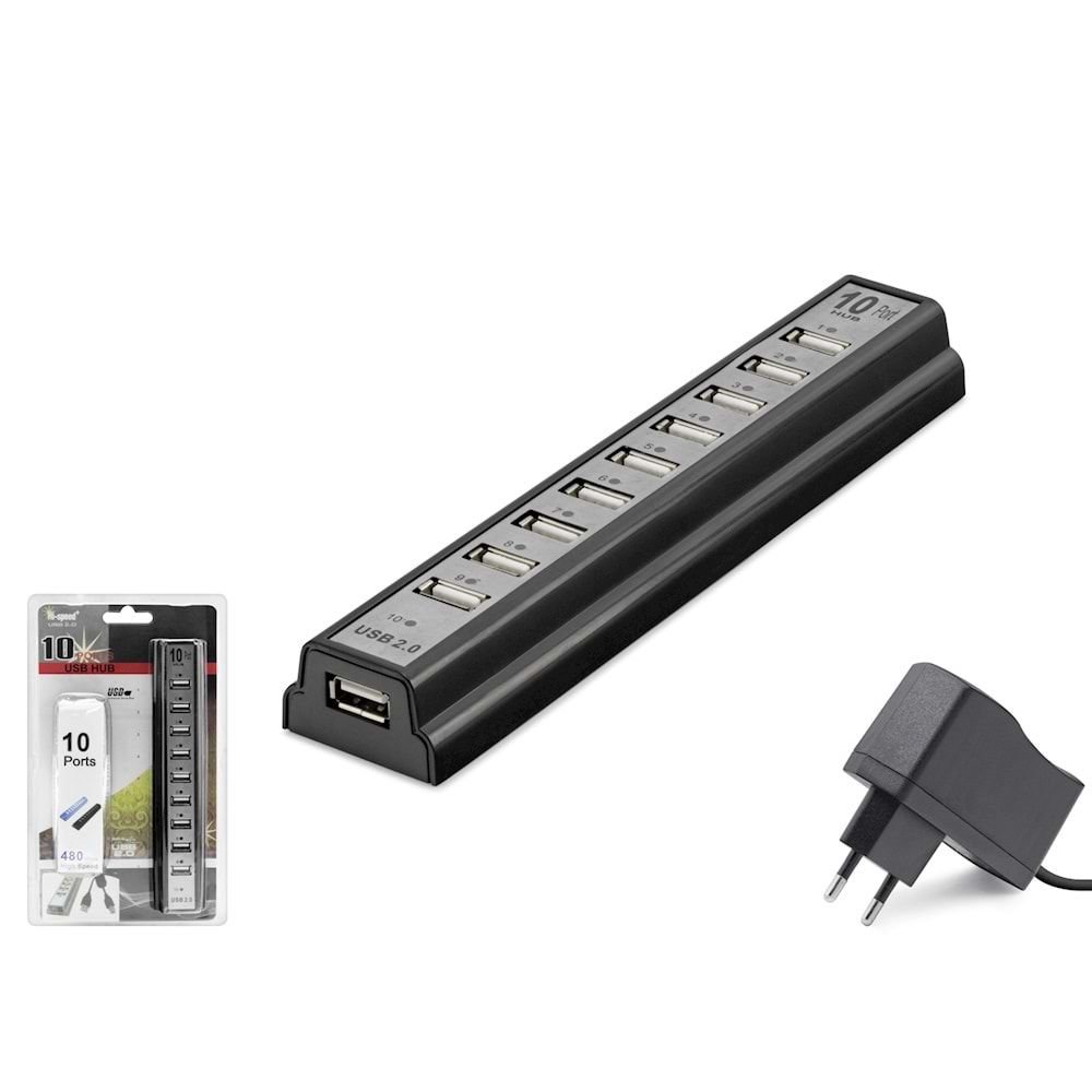 HADRON HN113 USB ÇOKLAYICI 10 PORT USB HUB 5 GBPS USB 10'LU ÇOKLAYICI HUB USB PORT
